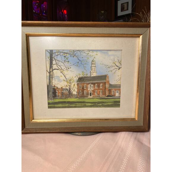 Framed Watercolor print of The Old State House, Dover Delaware by Davis Gray EUC - Picture 2 of 11